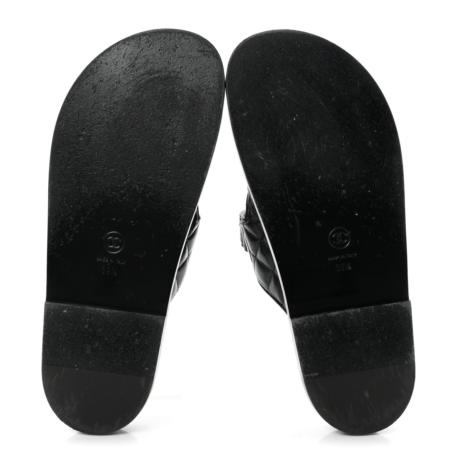 Chanel Lambskin Quilted Velcro Dad Chain CC Slide Sandals 39.5 Black 6 of 10
