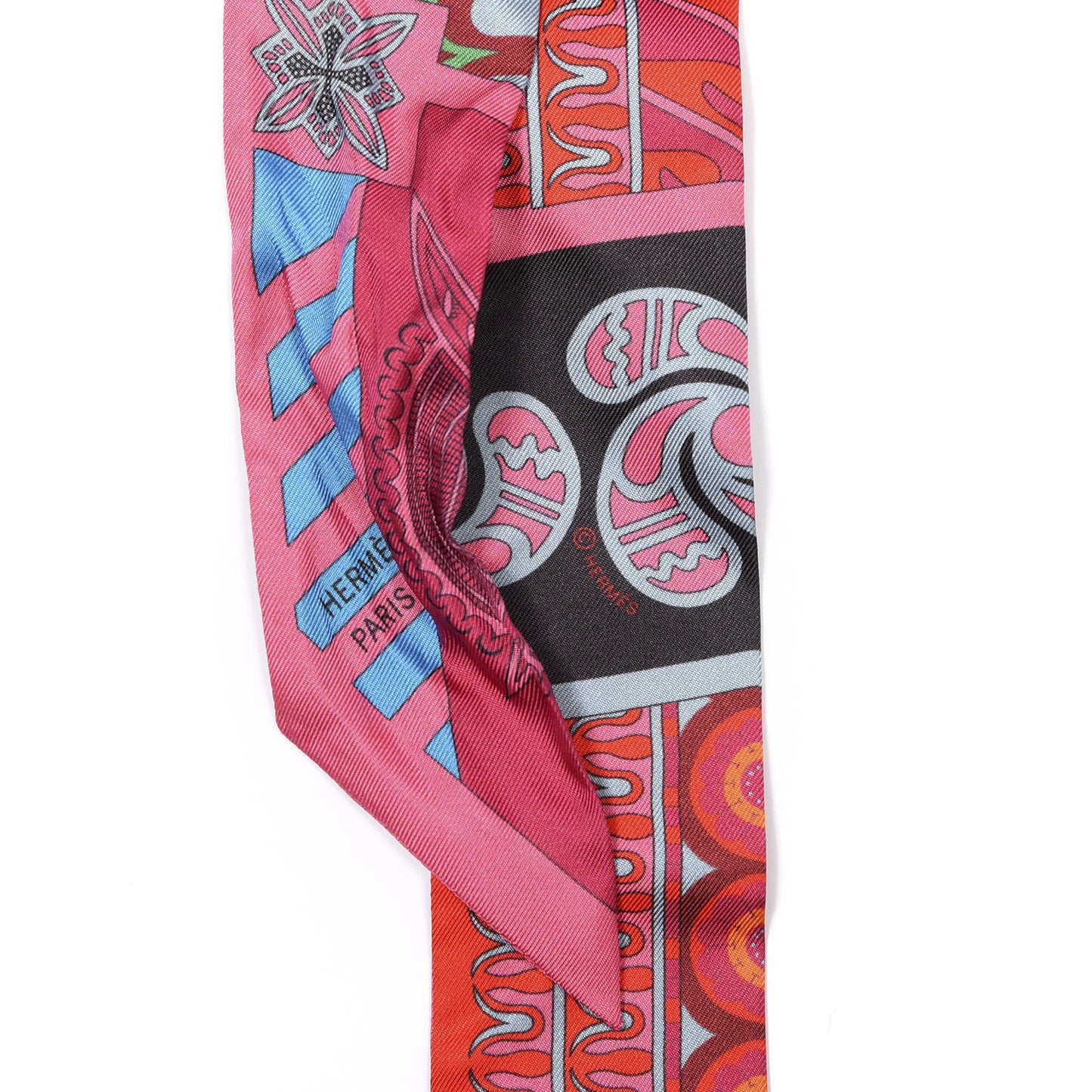 Silk Geometrie Cretoise Twilly Rose Vif Noir Fuchsia