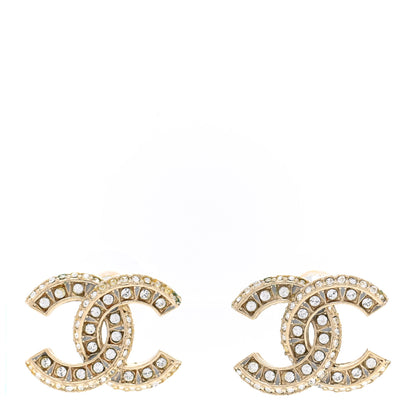 Chanel Crystal Timeless CC Earrings Light Gold 1 of 6