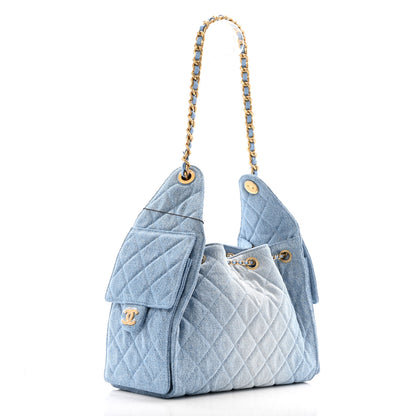 Chanel Washed Denim Quilted Small Chanel 25 Handbag Blue 3 of 12
