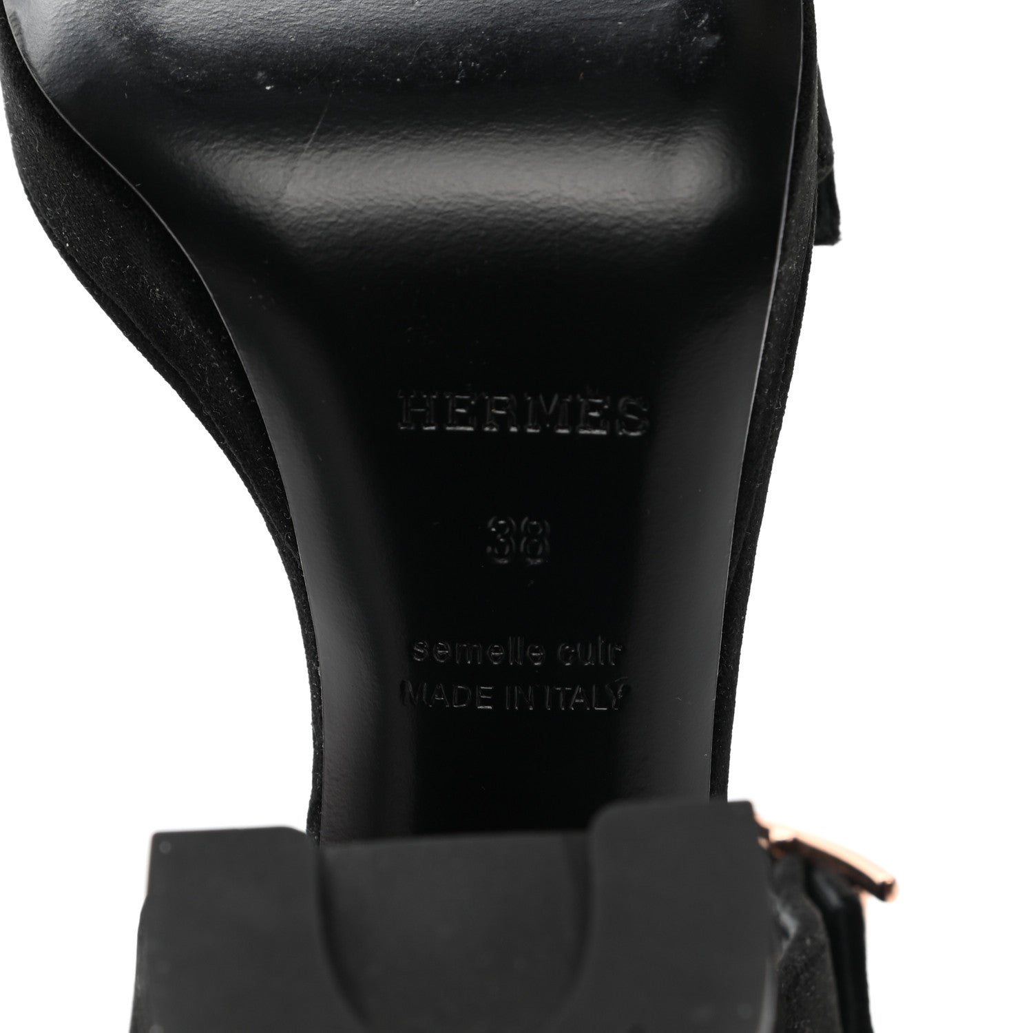 Hermes Velours Bossa Sandals 38 Black 7 of 11