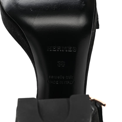 Hermes Velours Bossa Sandals 38 Black 7 of 11