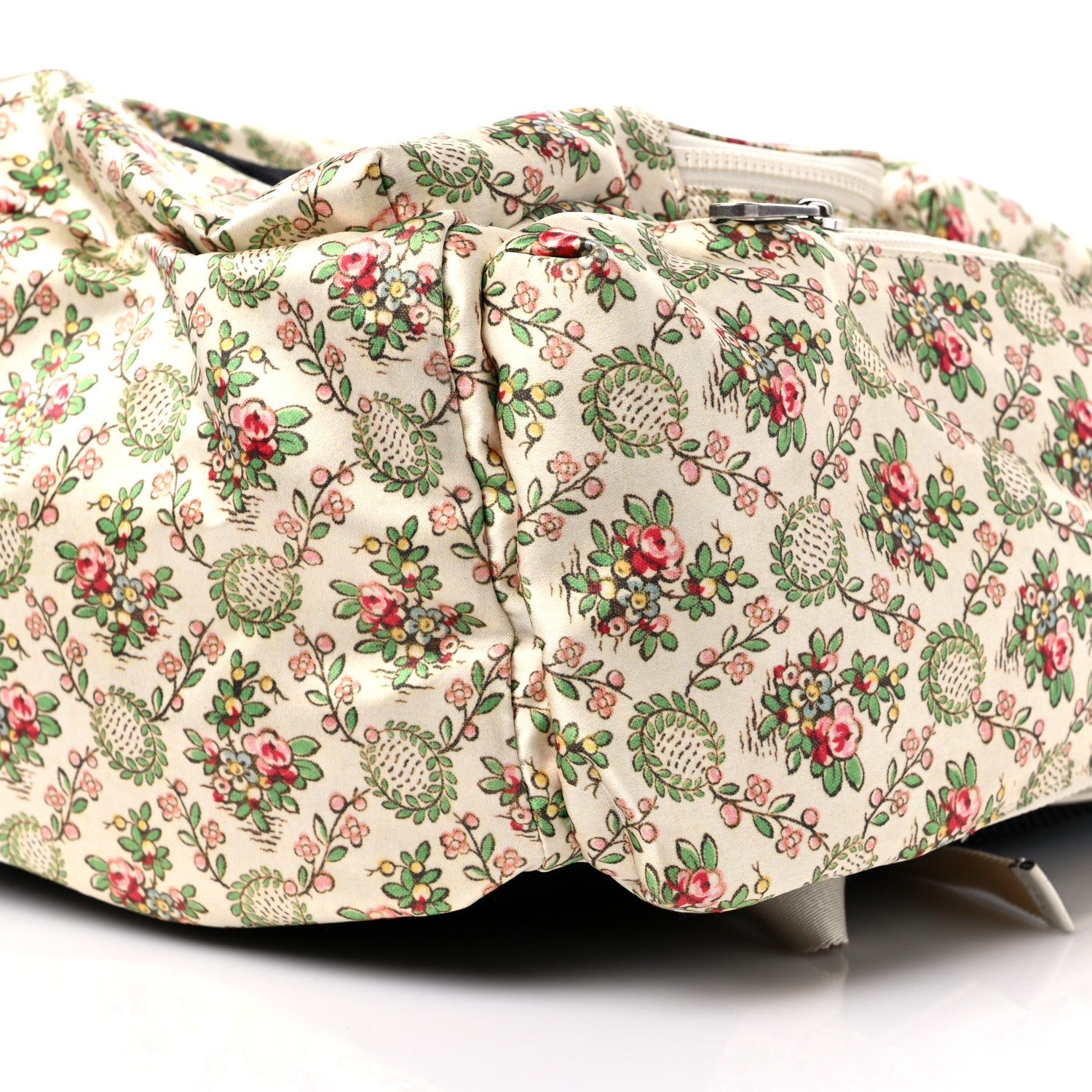 Gucci X MLB Satin Floral Print NY Yankees Patch Backpack Ivory Green 10 of 12