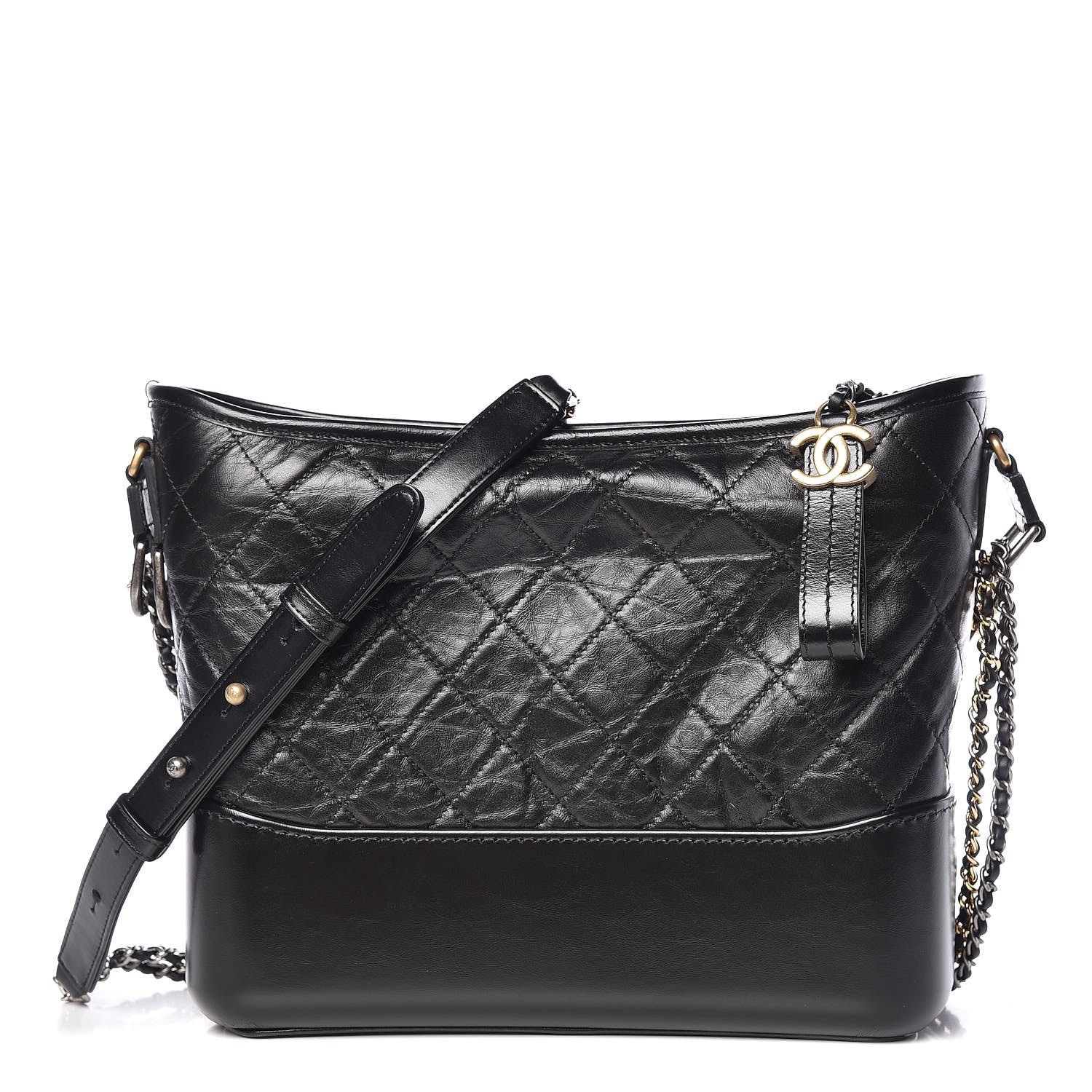 Chanel Aged Calfskin Quilted Medium Gabrielle Hobo Black 1 of 10