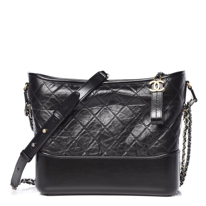 Chanel Aged Calfskin Quilted Medium Gabrielle Hobo Black 1 of 10