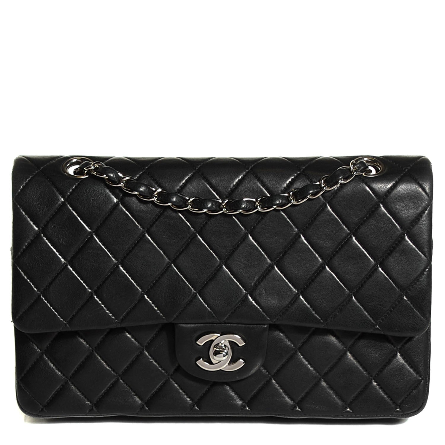 Chanel Lambskin Quilted Medium Double Flap Black 1 of 9