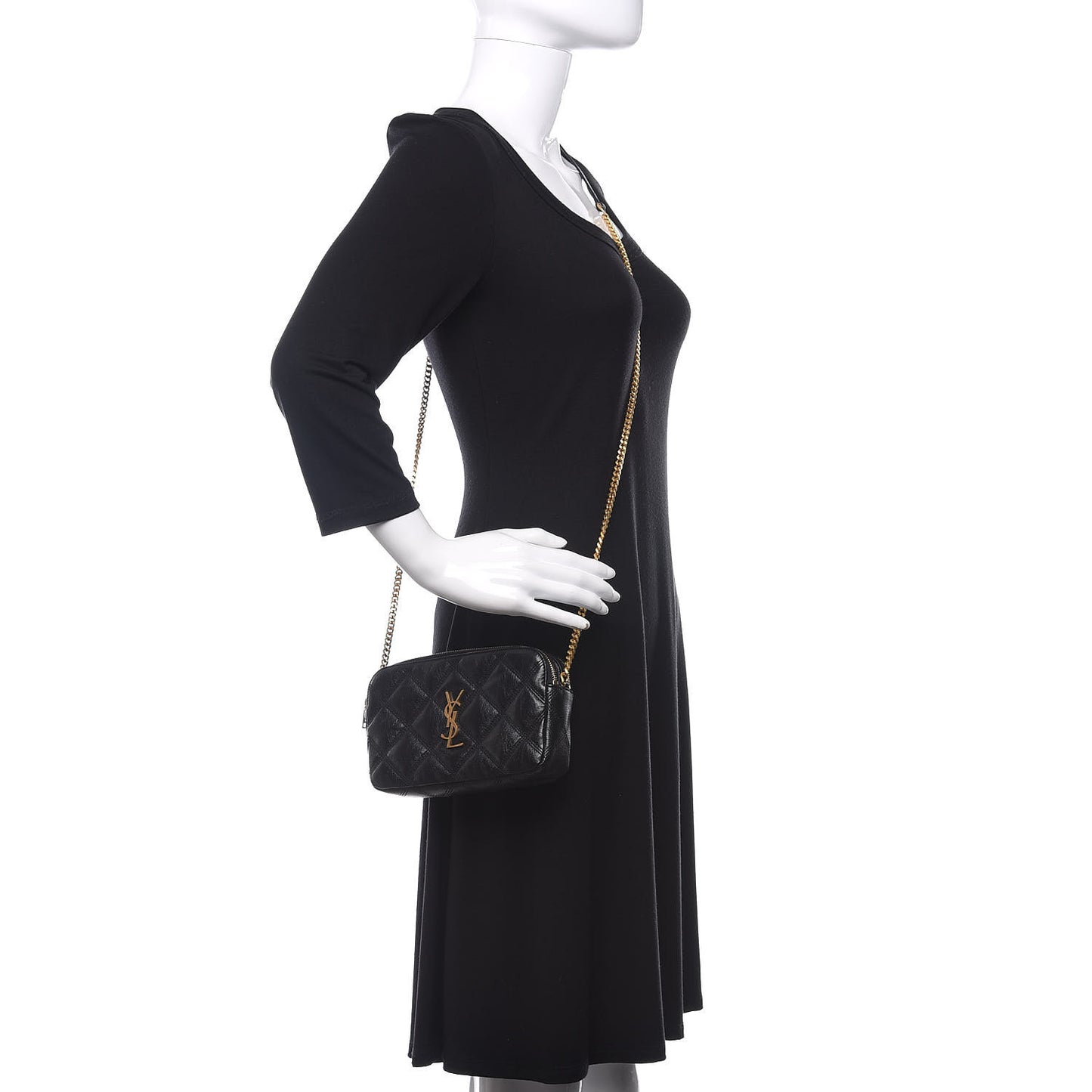 Grained Lambskin Quilted Mini Becky Double Zip Bag Black