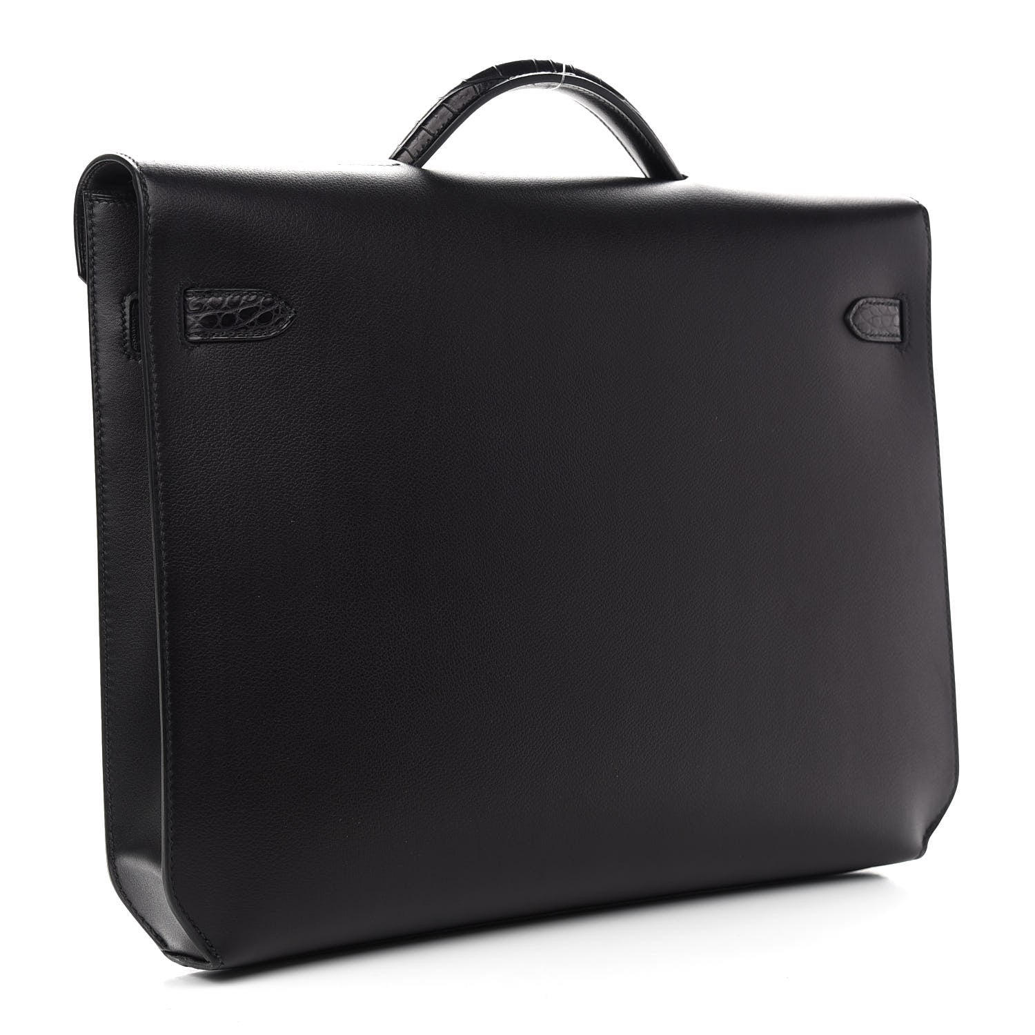 Hermes Shiny Porosus Crocodile Evergrain Kelly Depeches Touch 36 Black 3 of 16