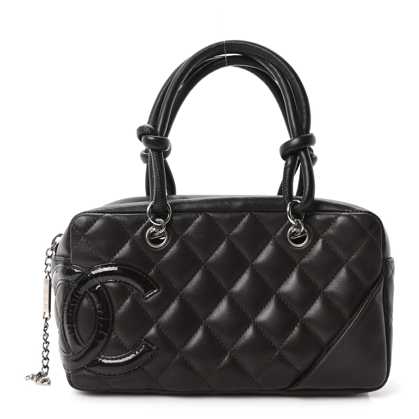 Calfskin Quilted Small Cambon Bowler Dark Brown