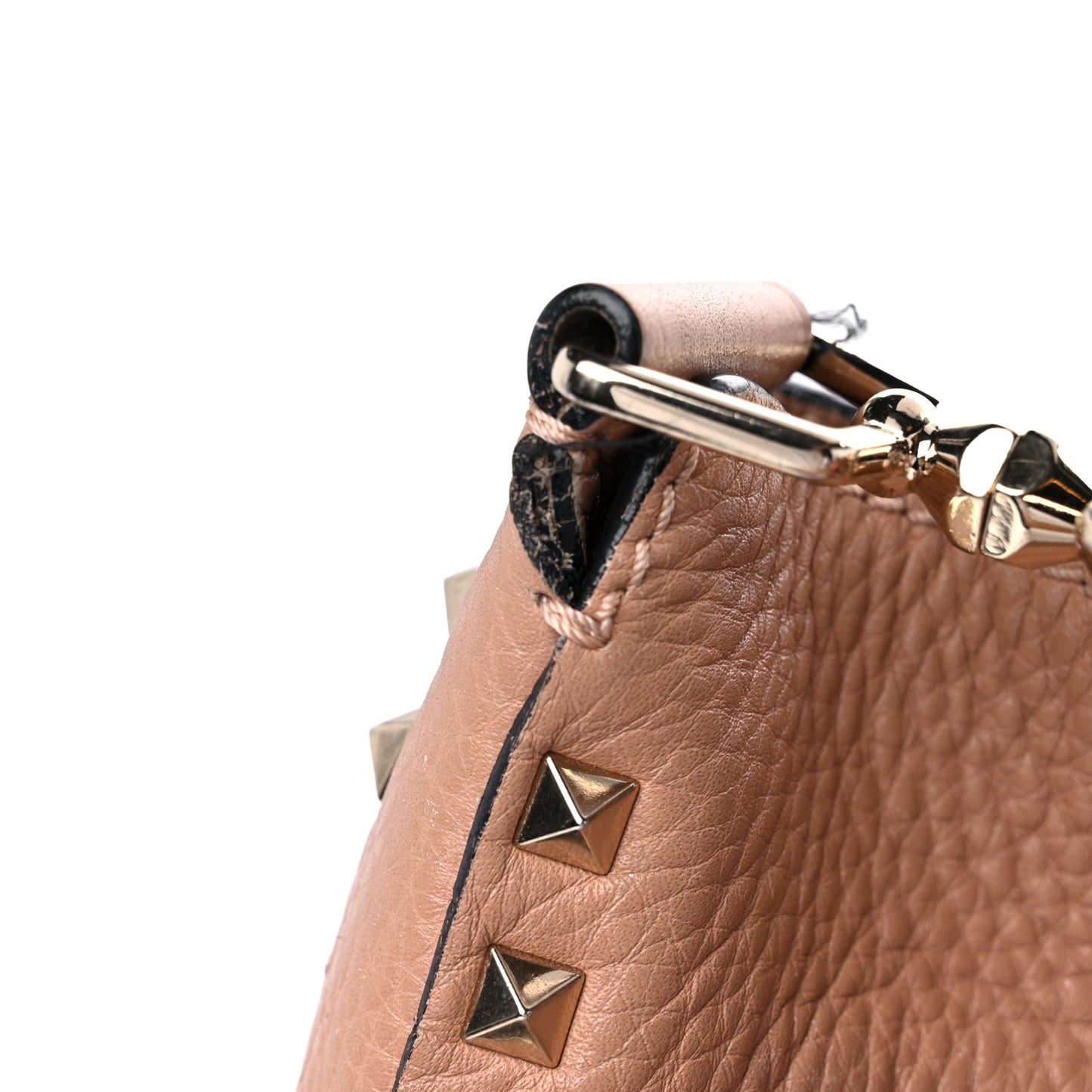 Pebbled Calfskin Small Rockstud Flip-Lock Messenger Bag Soft Noisette