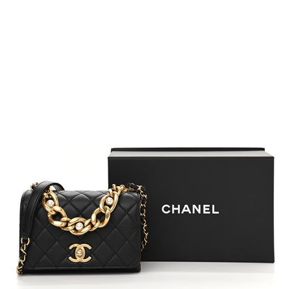 Chanel Calfskin Quilted Pearl Jewel Chain Flap Black 11 of 11