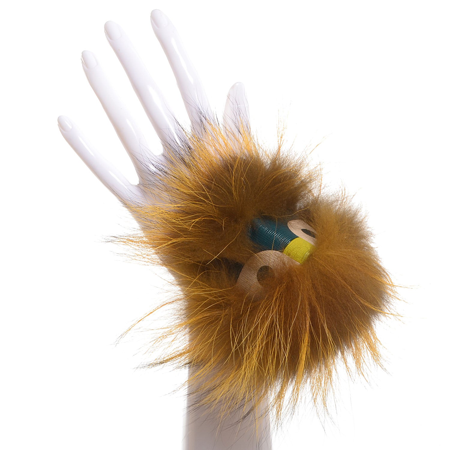 Fendi Fox Fur Vitello Lucy Junior Mini Monster Bag Bug Charm Ocean Multicolor Giallo 2 of 6