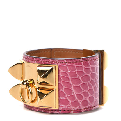 Hermes Shiny Alligator Collier De Chien CDC Bracelet S Fuchsia 1 of 6