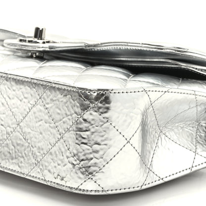 Chanel Hammered Metallic Calfskin Quilted Small Double Flap Silver 9 of 10