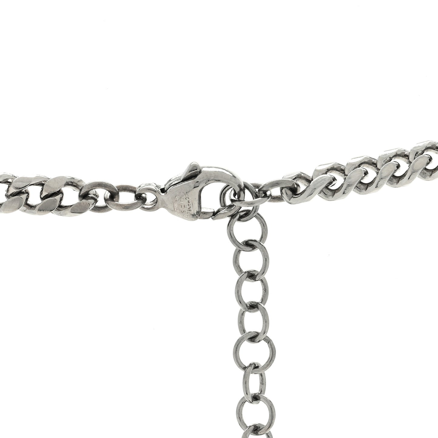 Crystal Pearl CC Star Necklace Silver