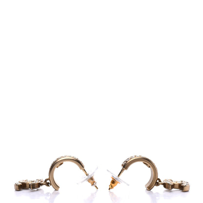 Chanel Crystal Pearl CC Hoop Drop Earrings Gold 3 of 5