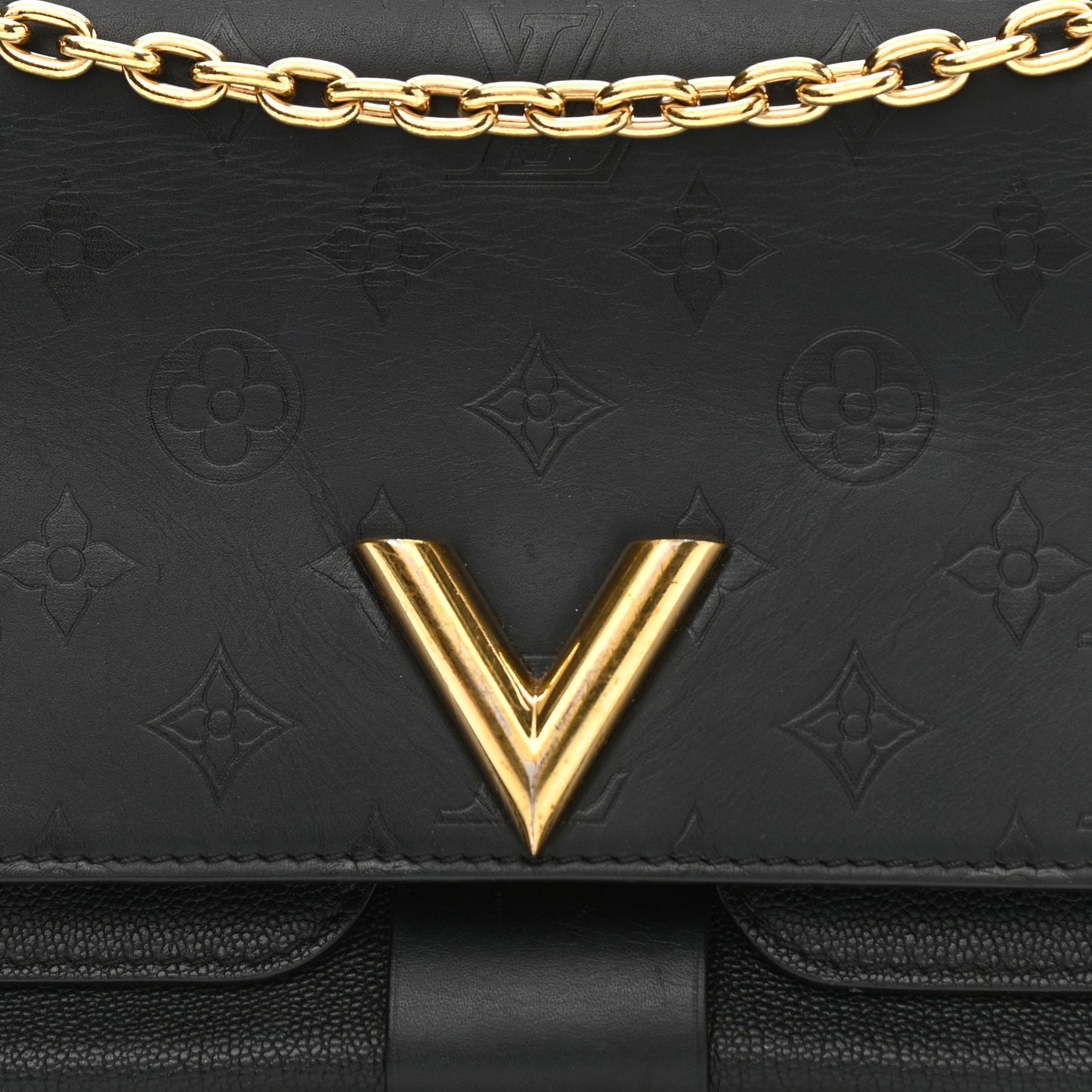 Monogram Cuir Plume Ecume Very Chain Bag Black