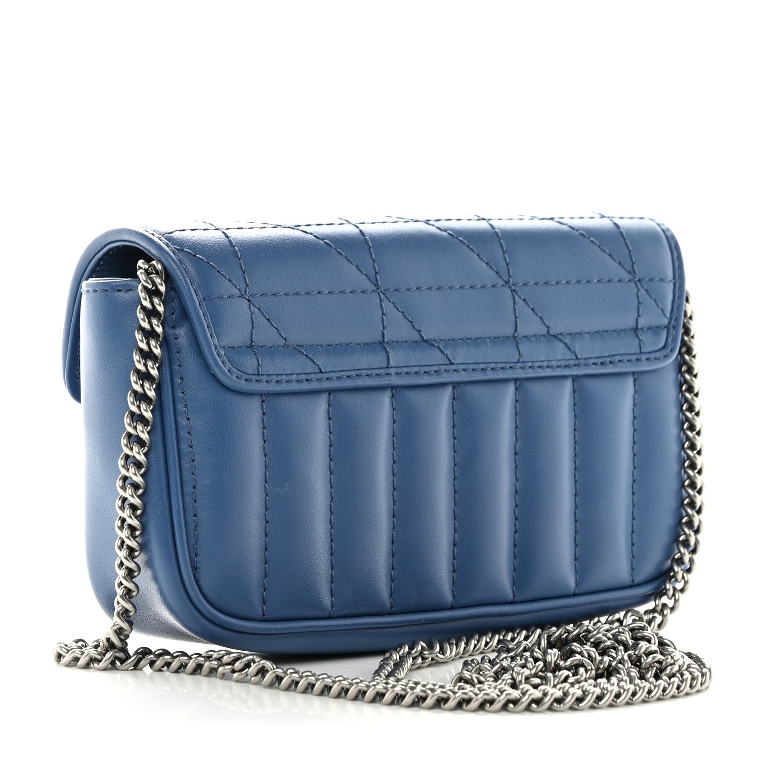 Gucci Calfskin Matelasse Aria Super Mini GG Marmont Shoulder Bag Clear Blue 3 of 11