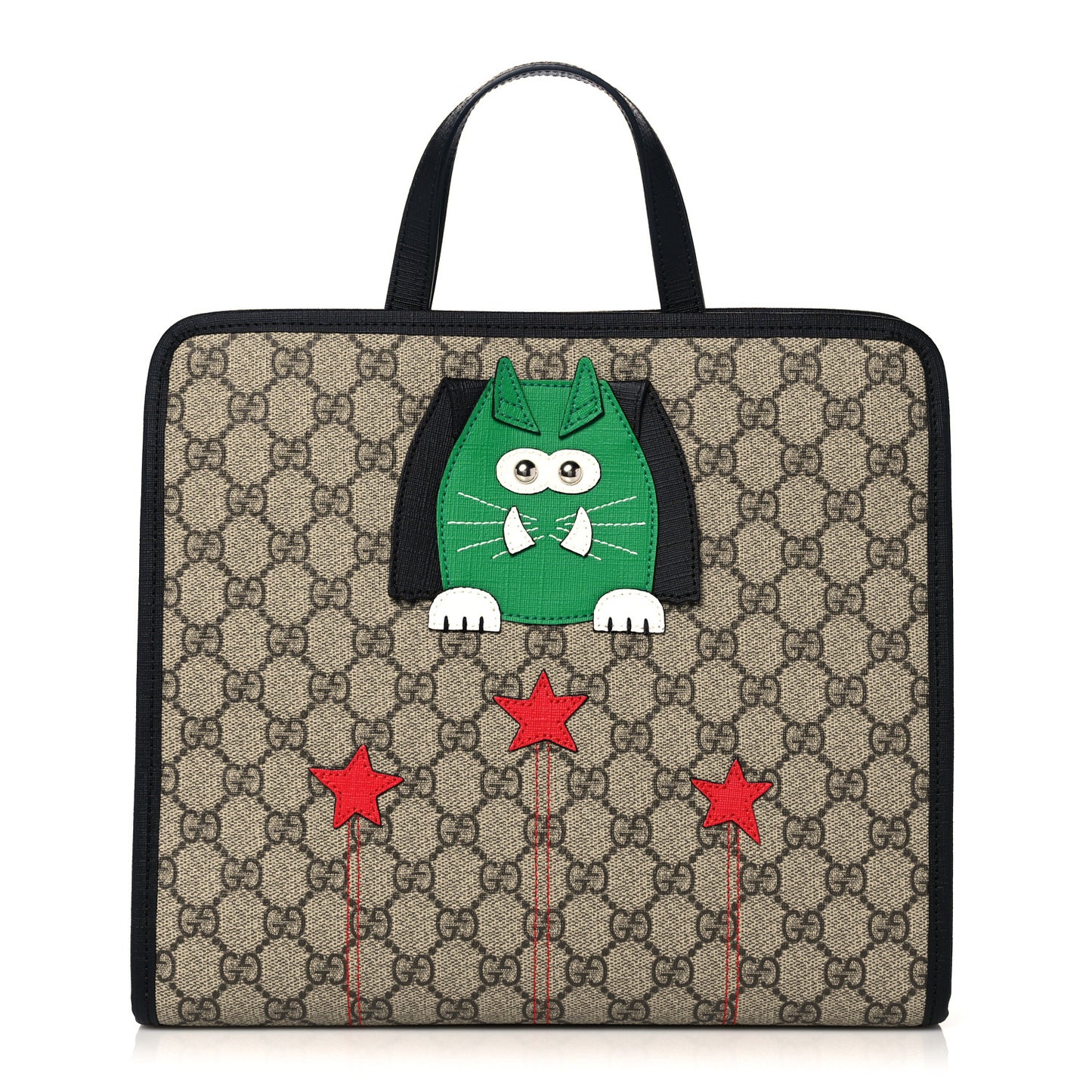 GG Supreme Monogram Cat Childrens Tote Black