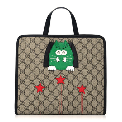 Gucci GG Supreme Monogram Cat Childrens Tote Black 1 of 10