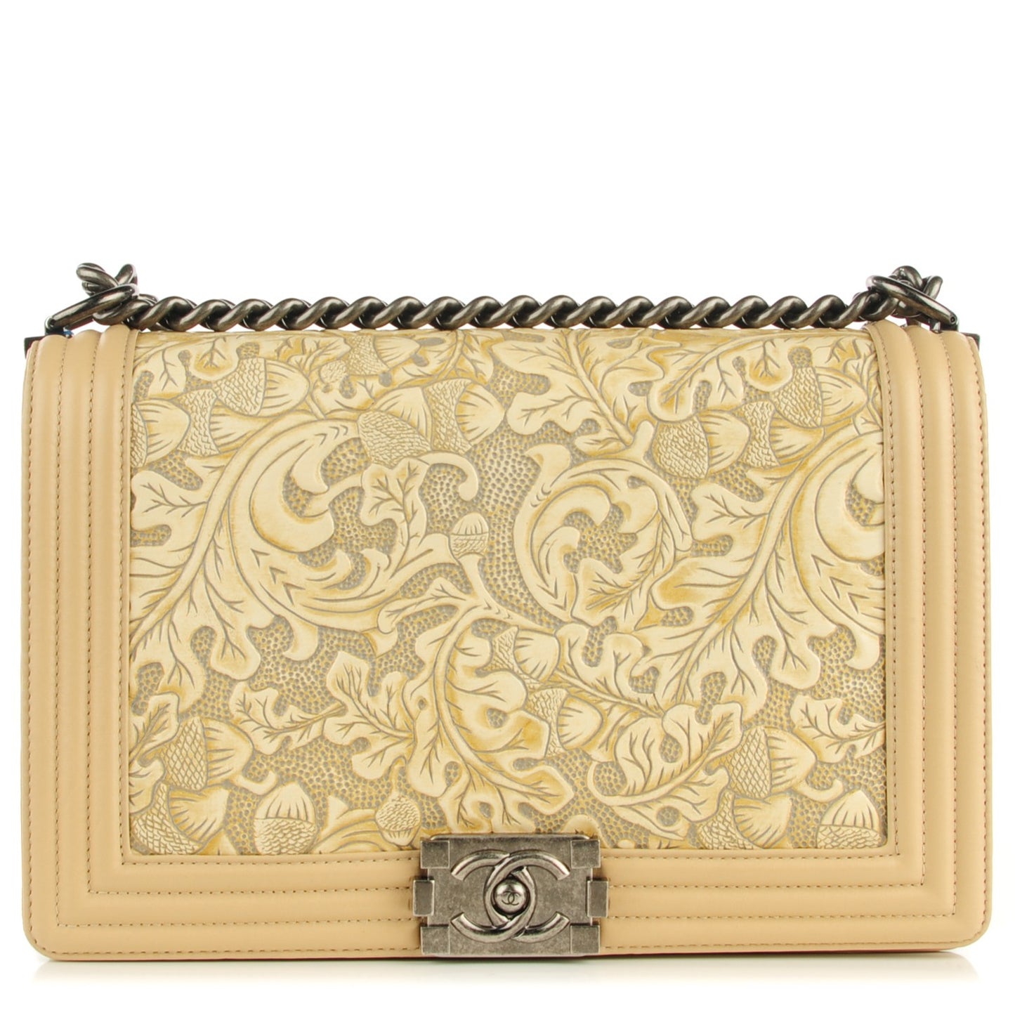 Calfskin Embossed New Medium Cordoba Boy Flap Ecru