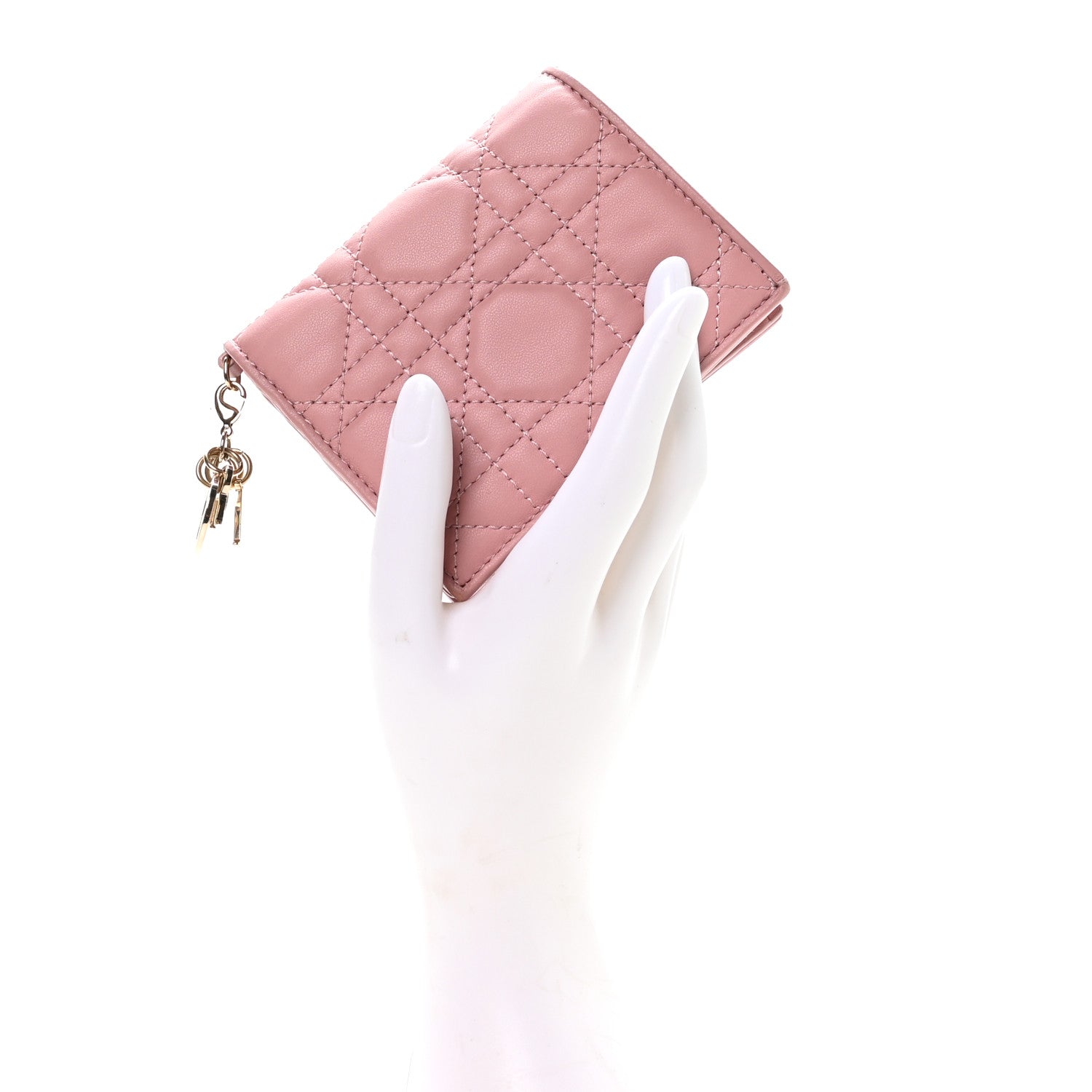 Christian Dior Lambskin Cannage Mini Lady Dior Wallet Pink 1835389