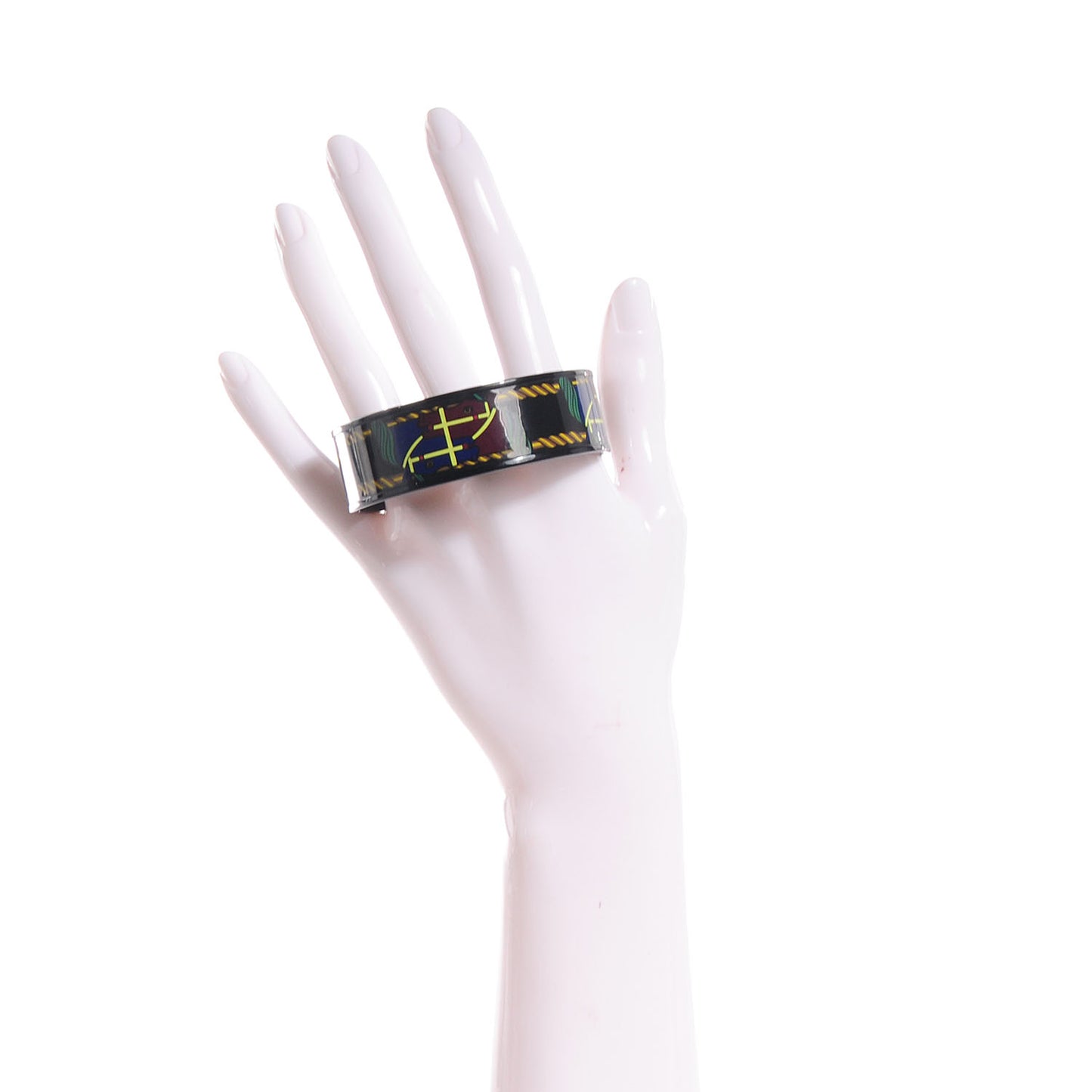Enamel Printed Quadridge Wide Bracelet 62 Black