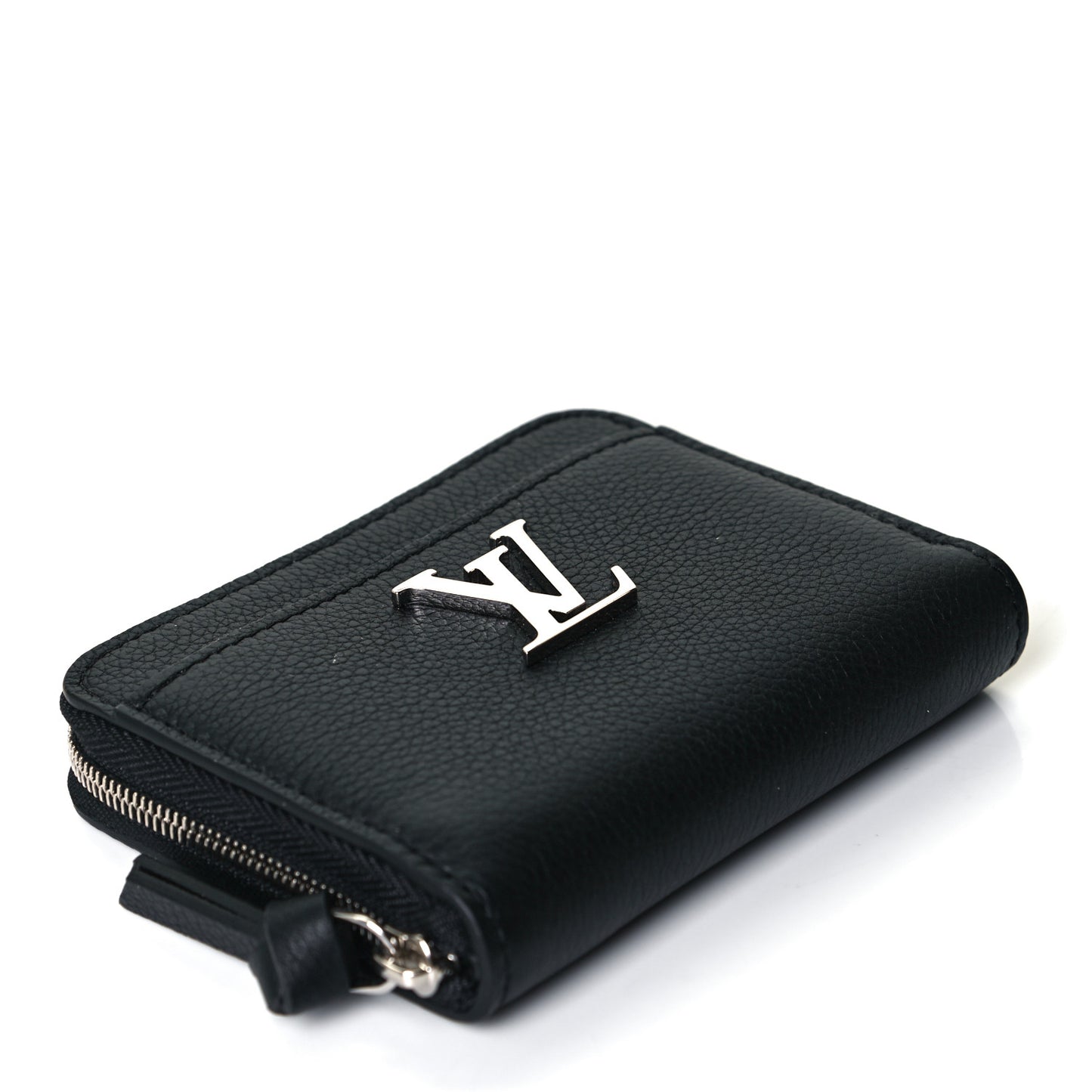 Calfskin Lockme Zippy Coin Purse Black
