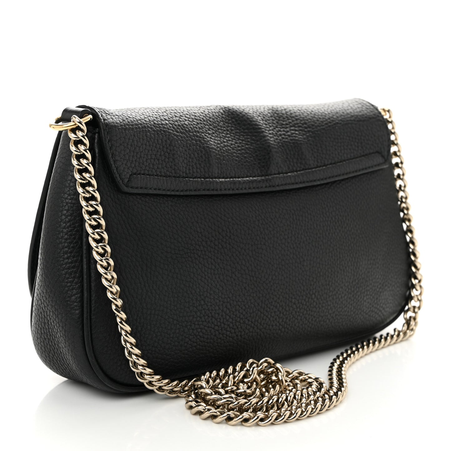 Pebbled Calfskin Medium Soho Flap Crossbody Black