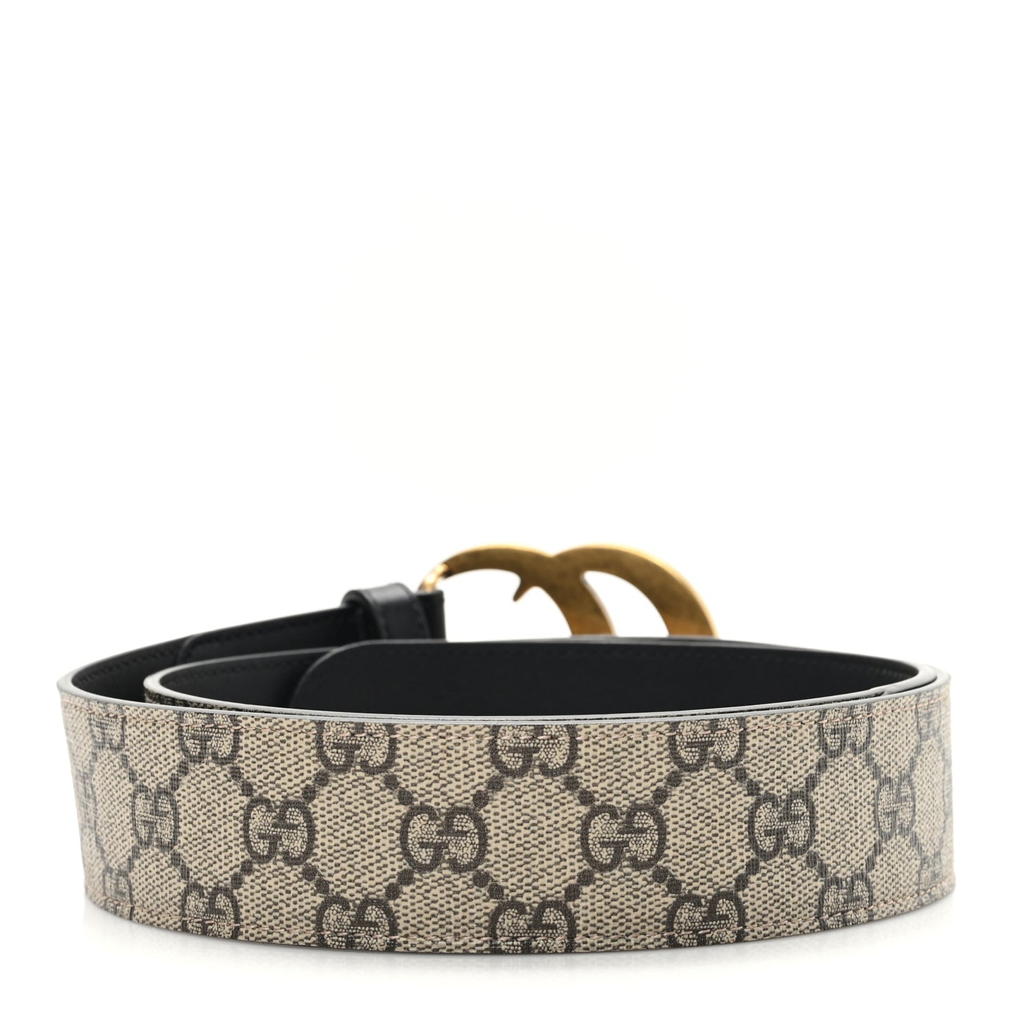 GG Supreme Monogram Matte Plutone Calfskin Double G 30mm Belt 90 36 Beige Ebony Black