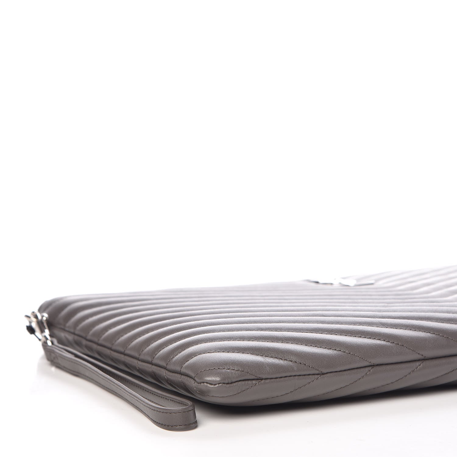 Saint Laurent Calfskin Matelasse Chevron Cassandre Monogram Document Holder Earth 8 of 10