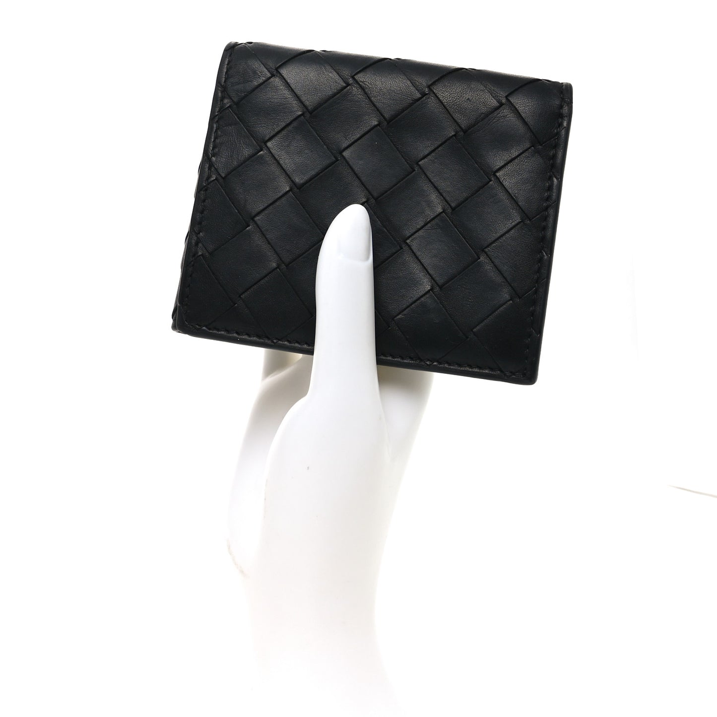 Nappa Maxi Intrecciato Tri-Fold Wallet Black