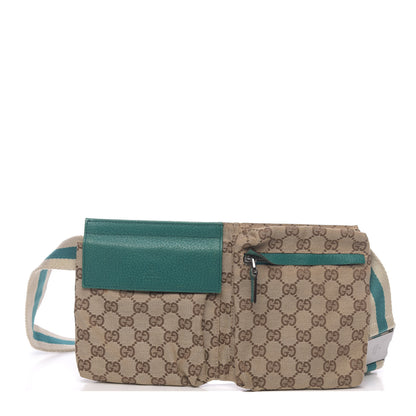 Gucci GG Monogram Web Double Pocket Belt Bag Turquoise 1 of 11