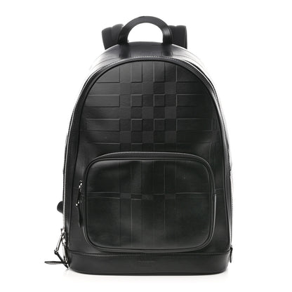 Burberry Embossed London Check Logo Rocco Backpack Charcoal 1 of 10