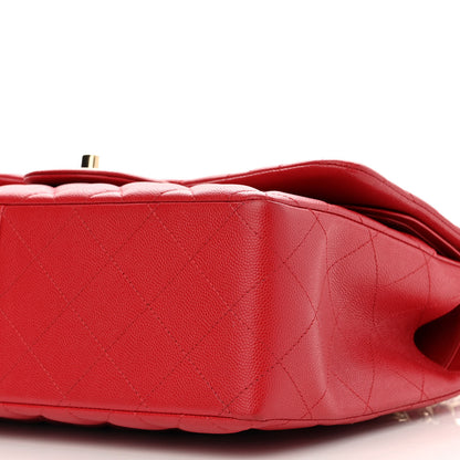 Chanel Caviar Quilted Jumbo Double Flap Red 10 of 14