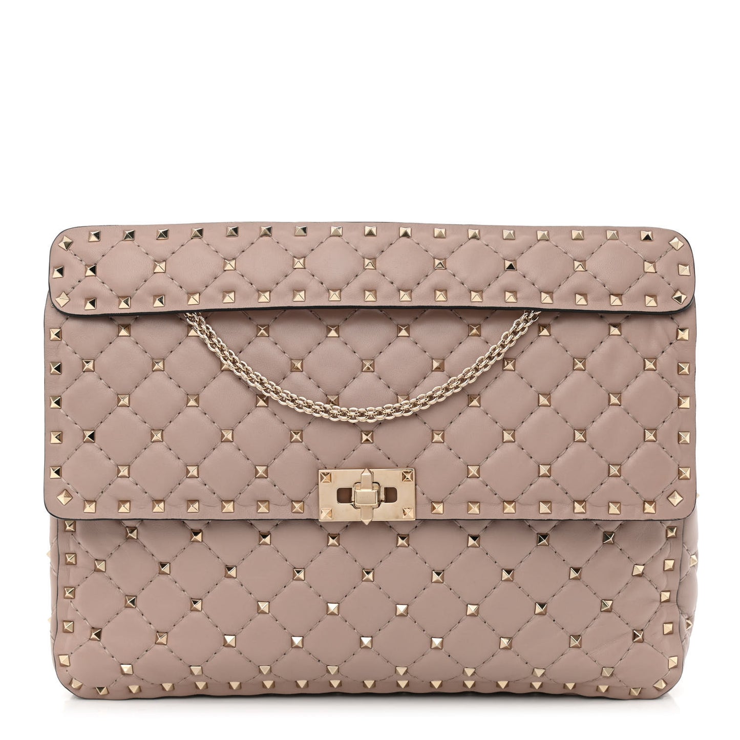 Nappa Large Rockstud Spike Shoulder Bag Poudre