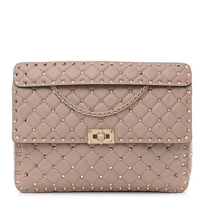 Valentino Garavani Nappa Large Rockstud Spike Shoulder Bag Poudre 2 of 11
