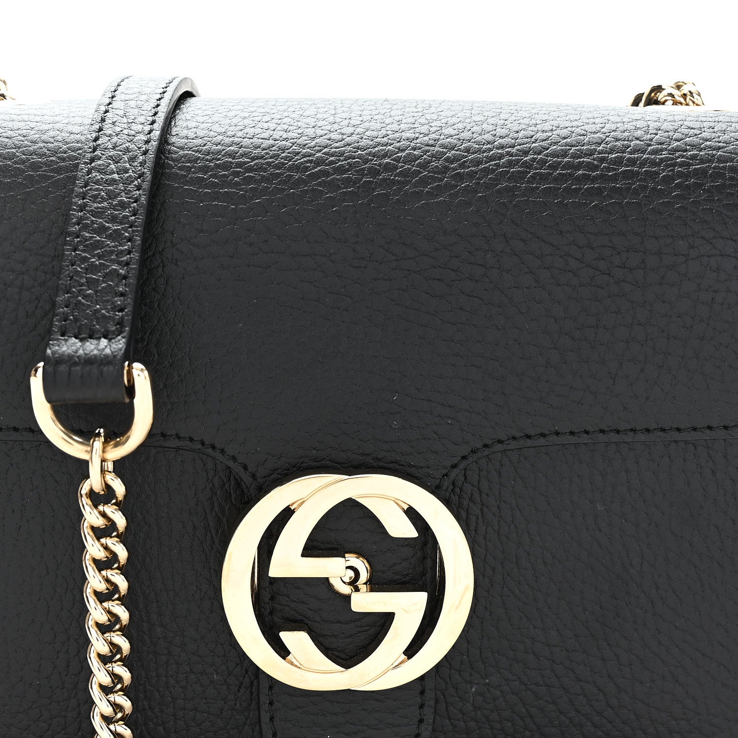 Gucci Dollar Calfskin Small Interlocking G Shoulder Bag Black Black 8 of 11