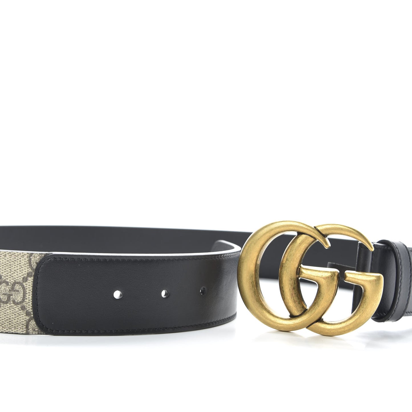 GG Supreme Monogram Matte Plutone Calfskin Double G 40mm Belt 90 36 Beige Ebony Black