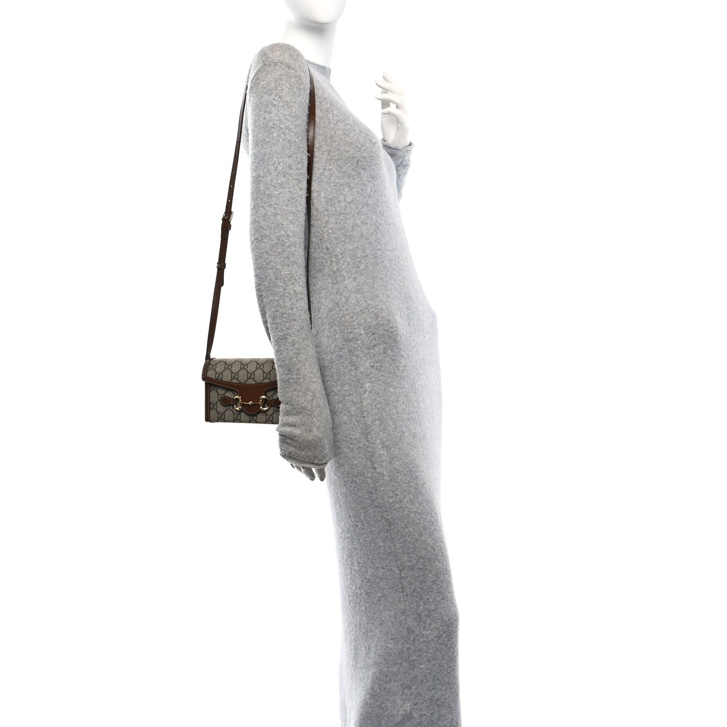 GG Supreme Monogram Mini Horsebit 1955 Shoulder Bag Beige Brown Sugar
