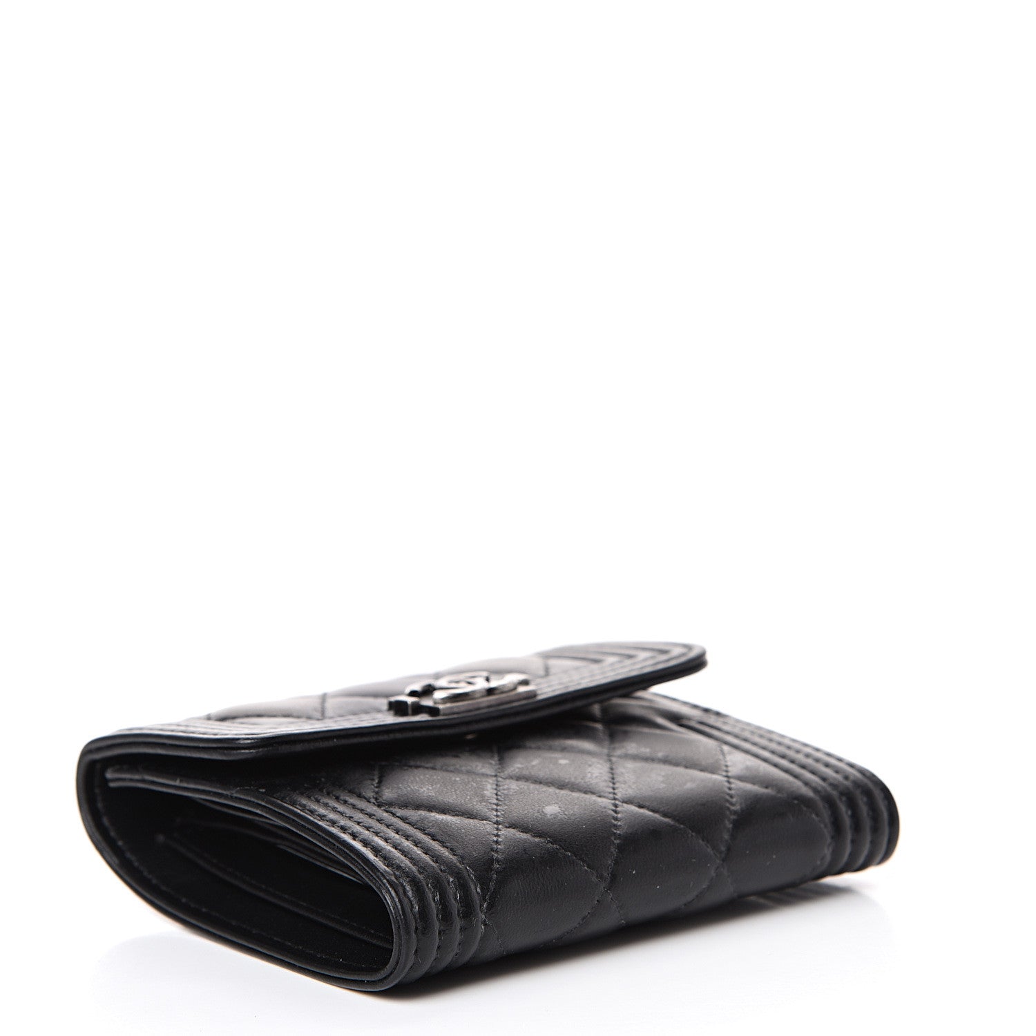 Chanel Lambskin Quilted Compact Boy Wallet Black 3 of 12