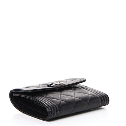 Chanel Lambskin Quilted Compact Boy Wallet Black 3 of 12