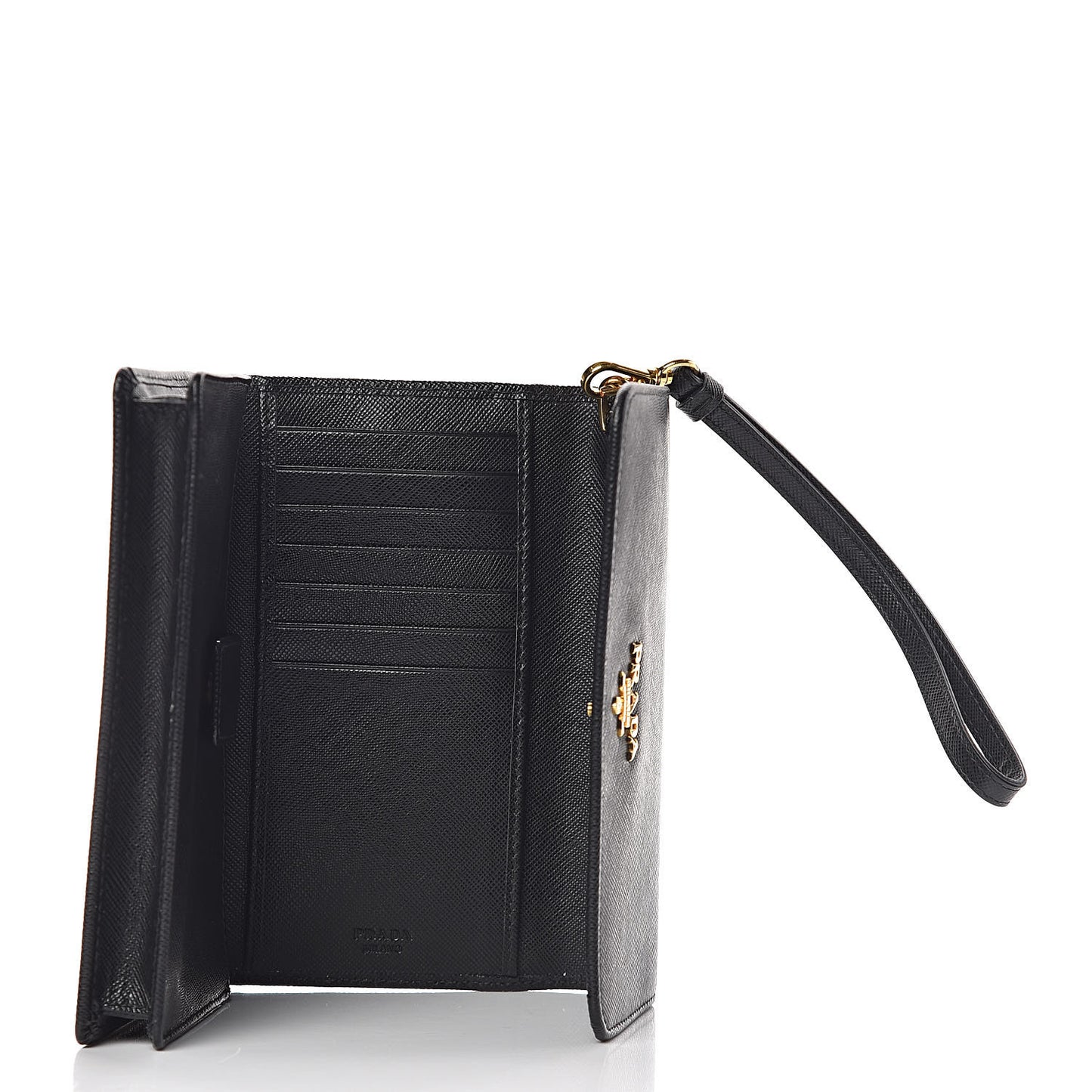 Saffiano Metal Wristlet Black