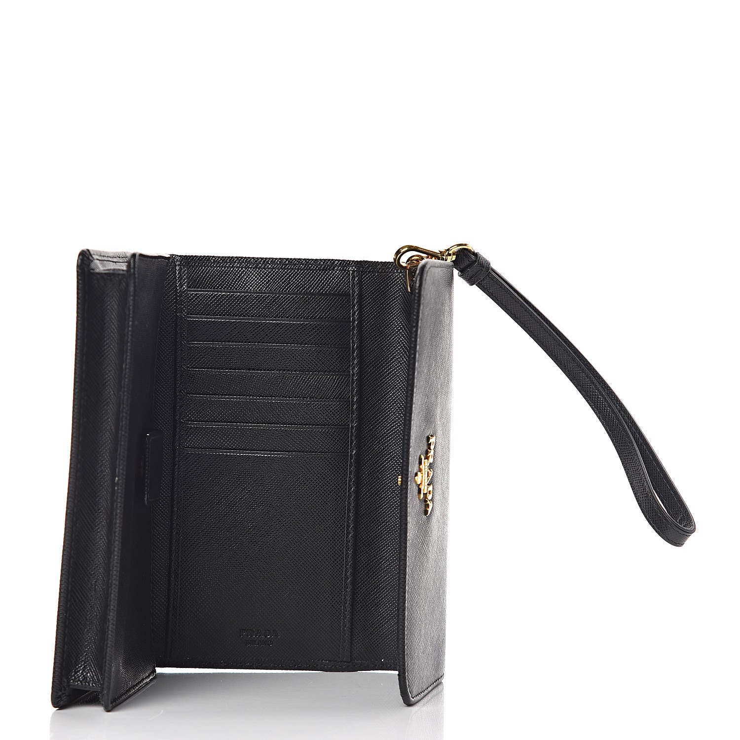Prada Saffiano Metal Wristlet Black 5 of 8