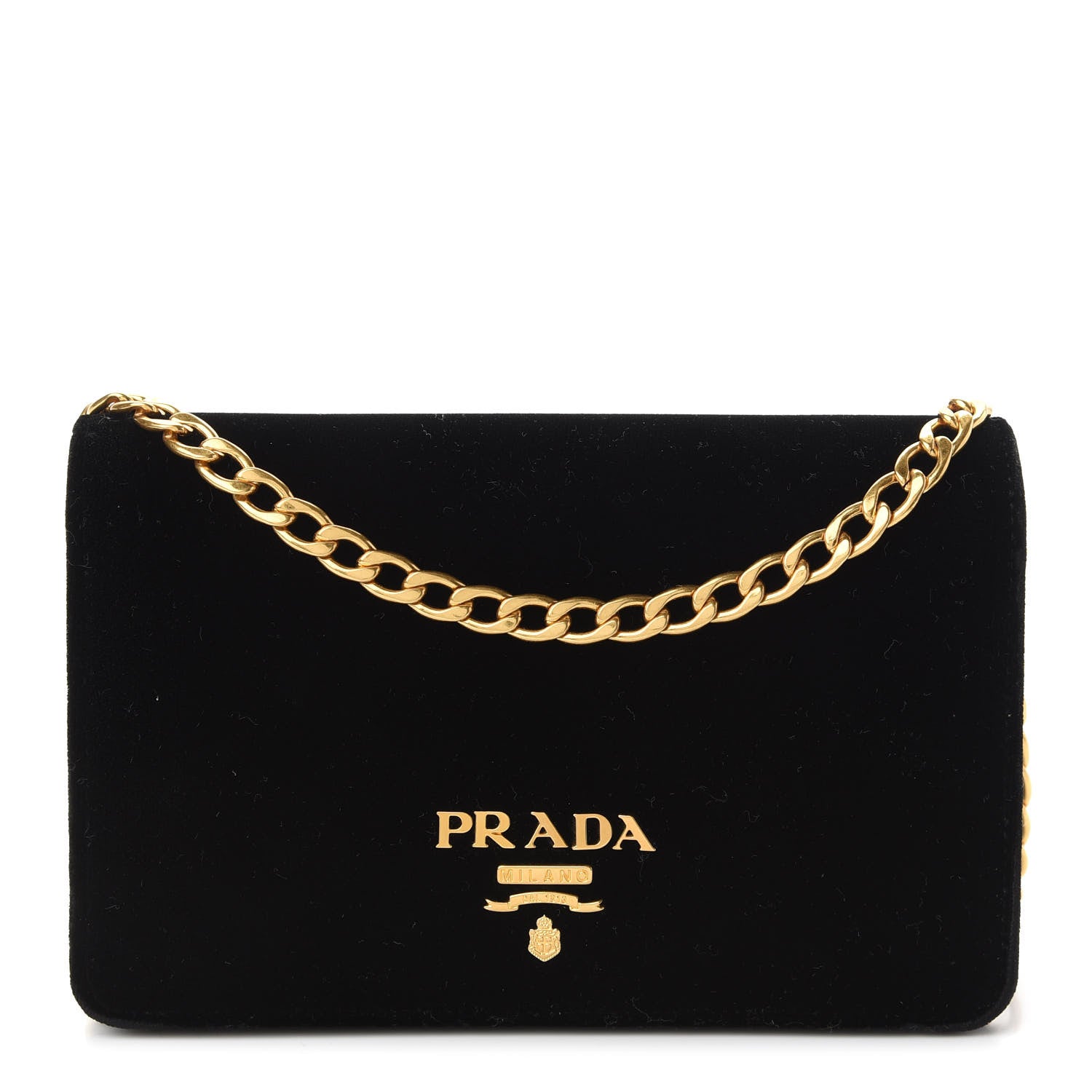 Prada Velluto Chain Shoulder Bag Black 1 of 9
