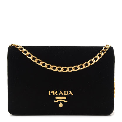 Prada Velluto Chain Shoulder Bag Black 1 of 9