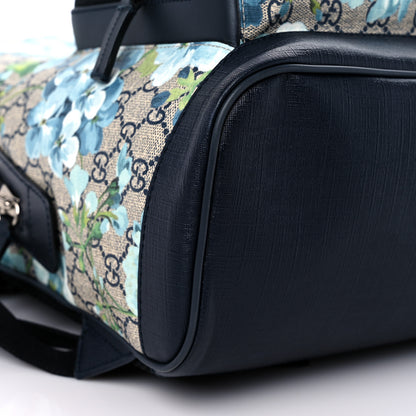 Gucci GG Supreme Monogram Blooms Medium Day Backpack Beige Blue Navy 8 of 12