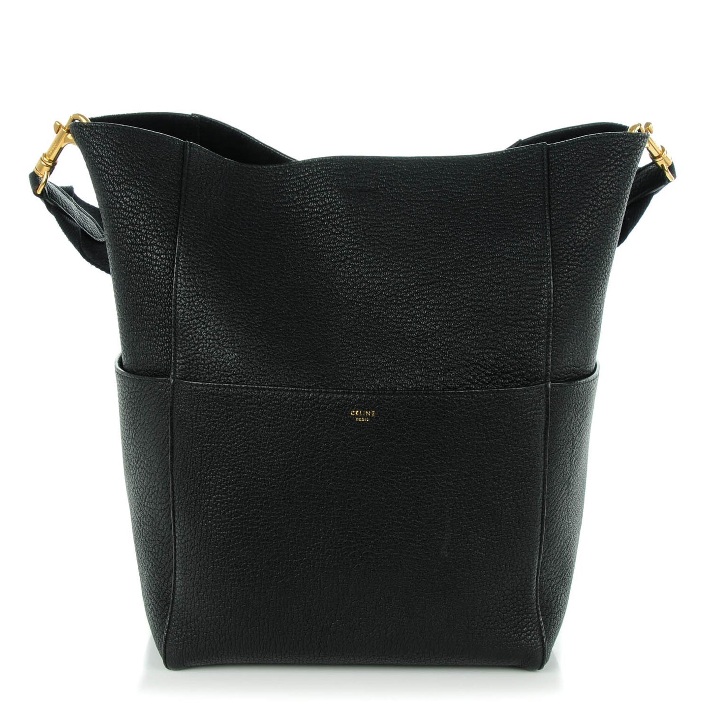 Goatskin Sangle Bucket Bag Black