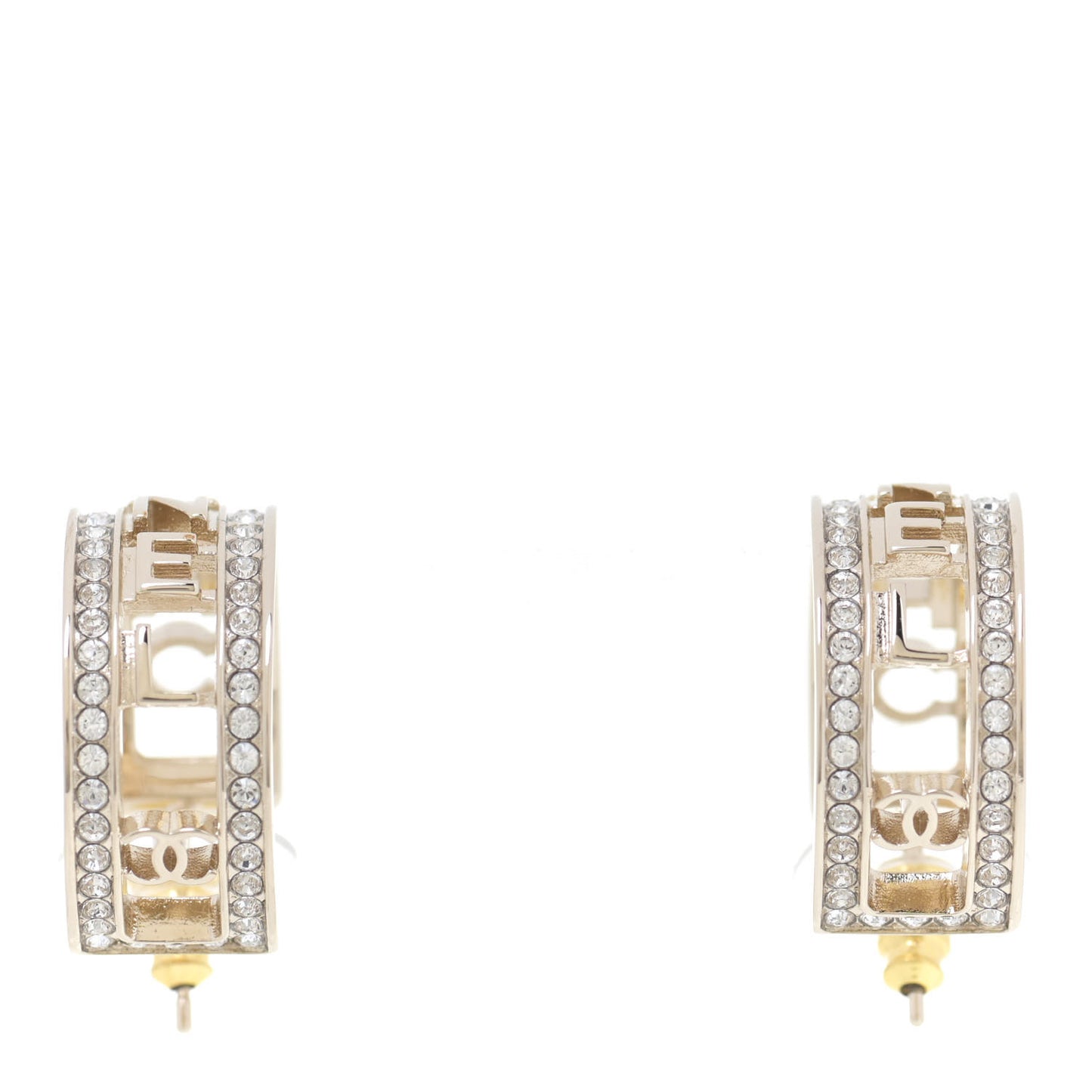 Metal Crystal Bow-tiful CC Hoop Earrings Gold