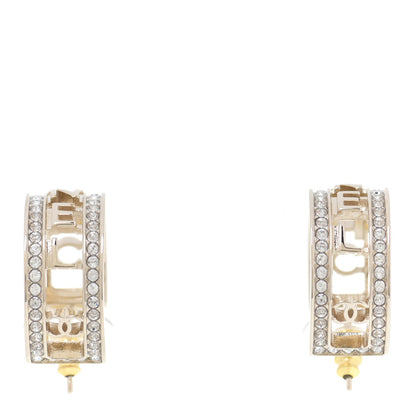 Chanel Metal Crystal Bow-tiful CC Hoop Earrings Gold 1 of 5